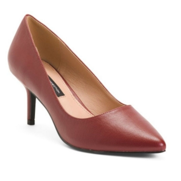 French Connection Red Burgundy Pumps Heels Pointy Size 8.5 New - Picture 1 of 10
